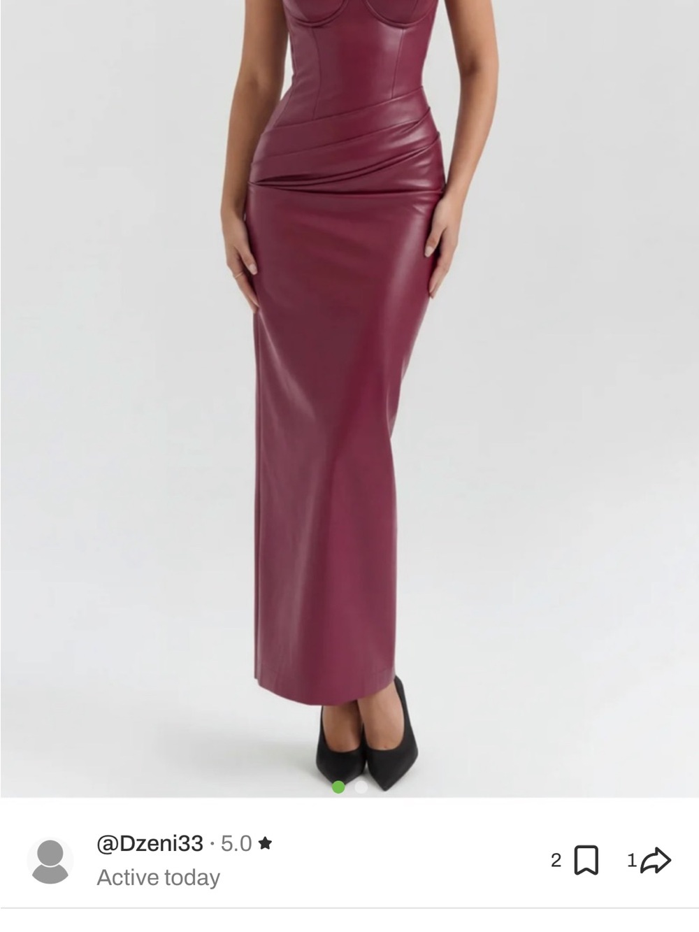 Sleek Berry Faux-Leather Maxi Dress